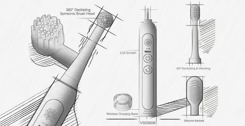 Turnkey ODM and product design services for electric toothbrushes, featuring CAD modeling and CMF design by expert R&D engineers.