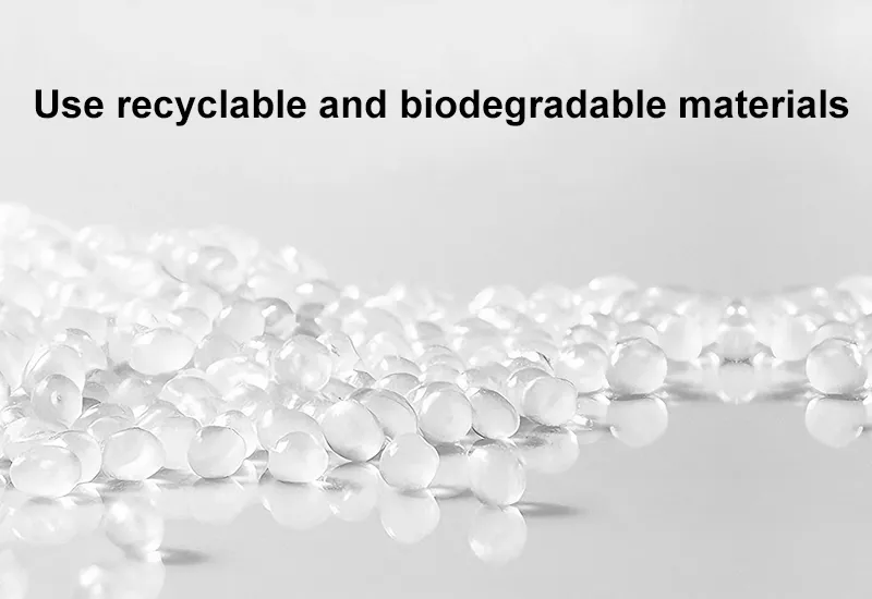 Clear recyclable and biodegradable material pellets used in our sustainable oral care manufacturing process, ensuring zero compromises on environmental impact.