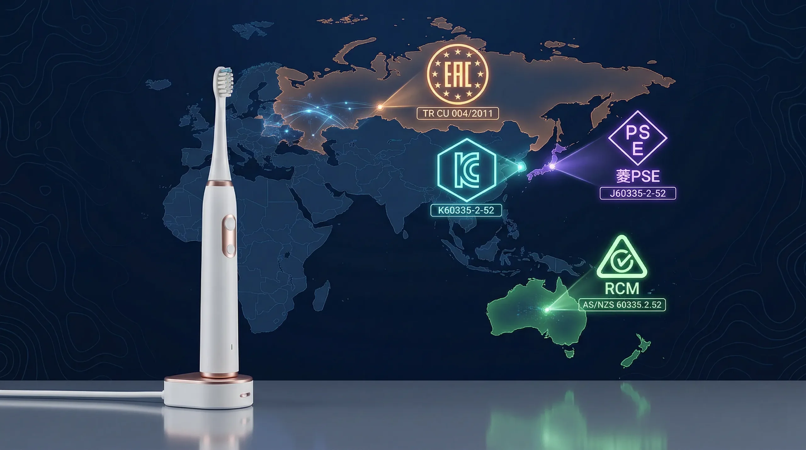 certifications asie pacifique pse kc eac rcm brosse a dent electrique echellee