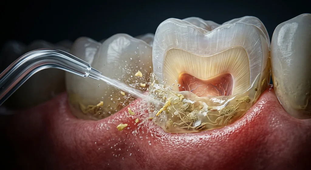 dental plaque removal water flosser science