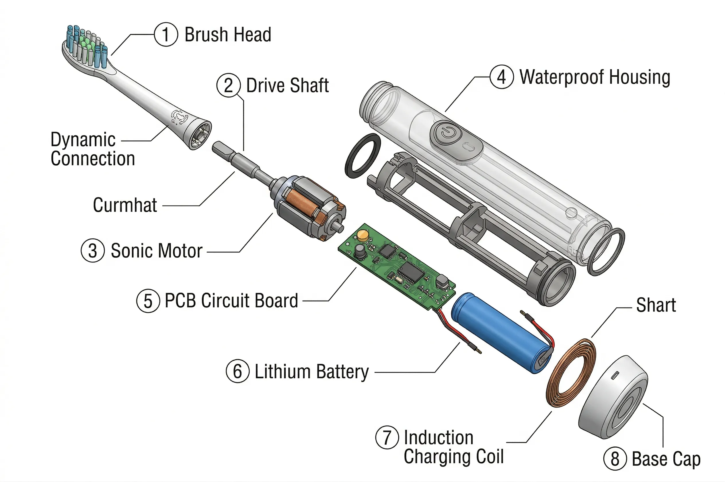 electric toothbrush components exploded diagram