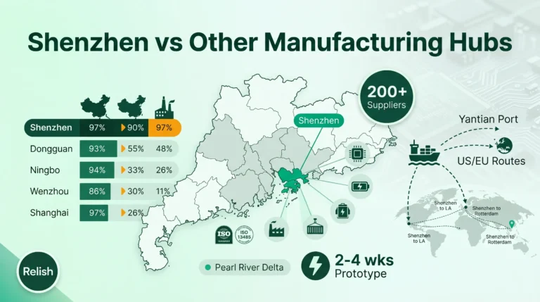shenzhen oral care manufacturing hubs comparison infographic showing 5 Chinese cities for electric toothbrush OEM with supply chain density port access and R&D capability analysis