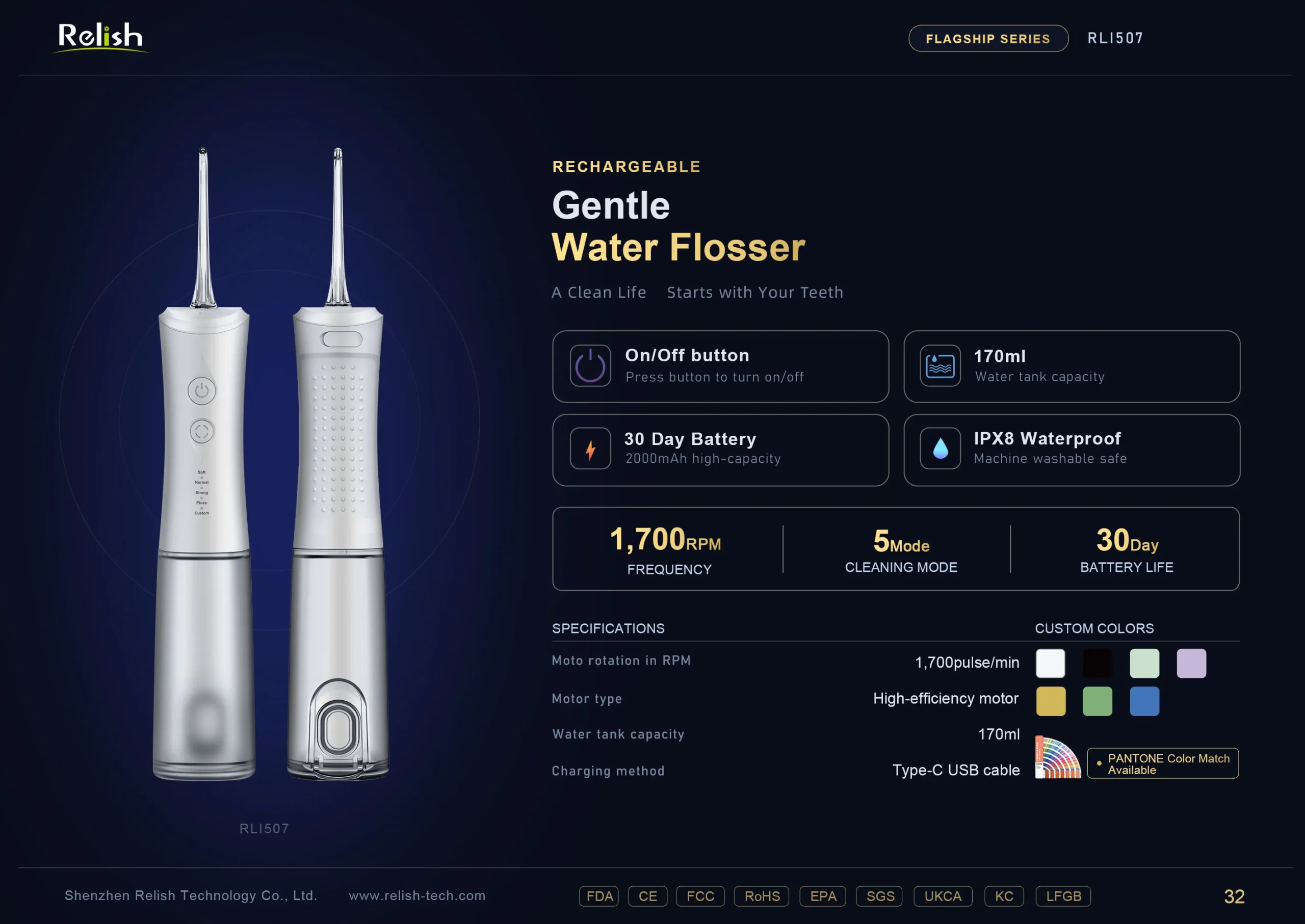 relish gentle water flosser silver dual 5mode scaled