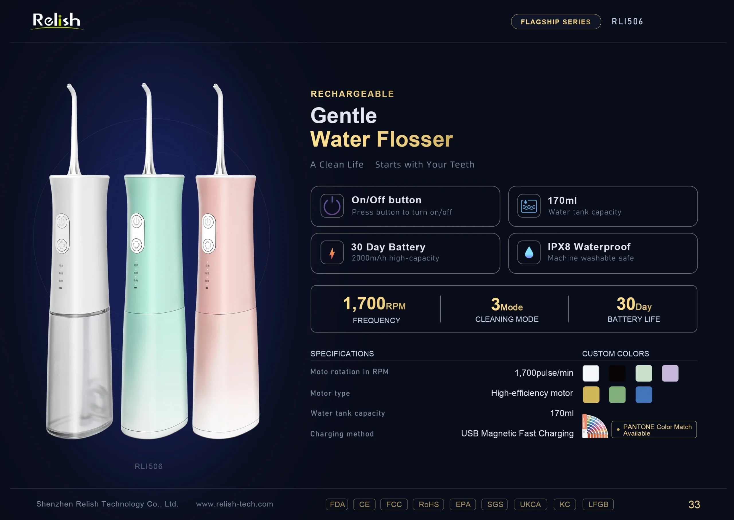 relish gentle water flosser tricolor 3mode scaled