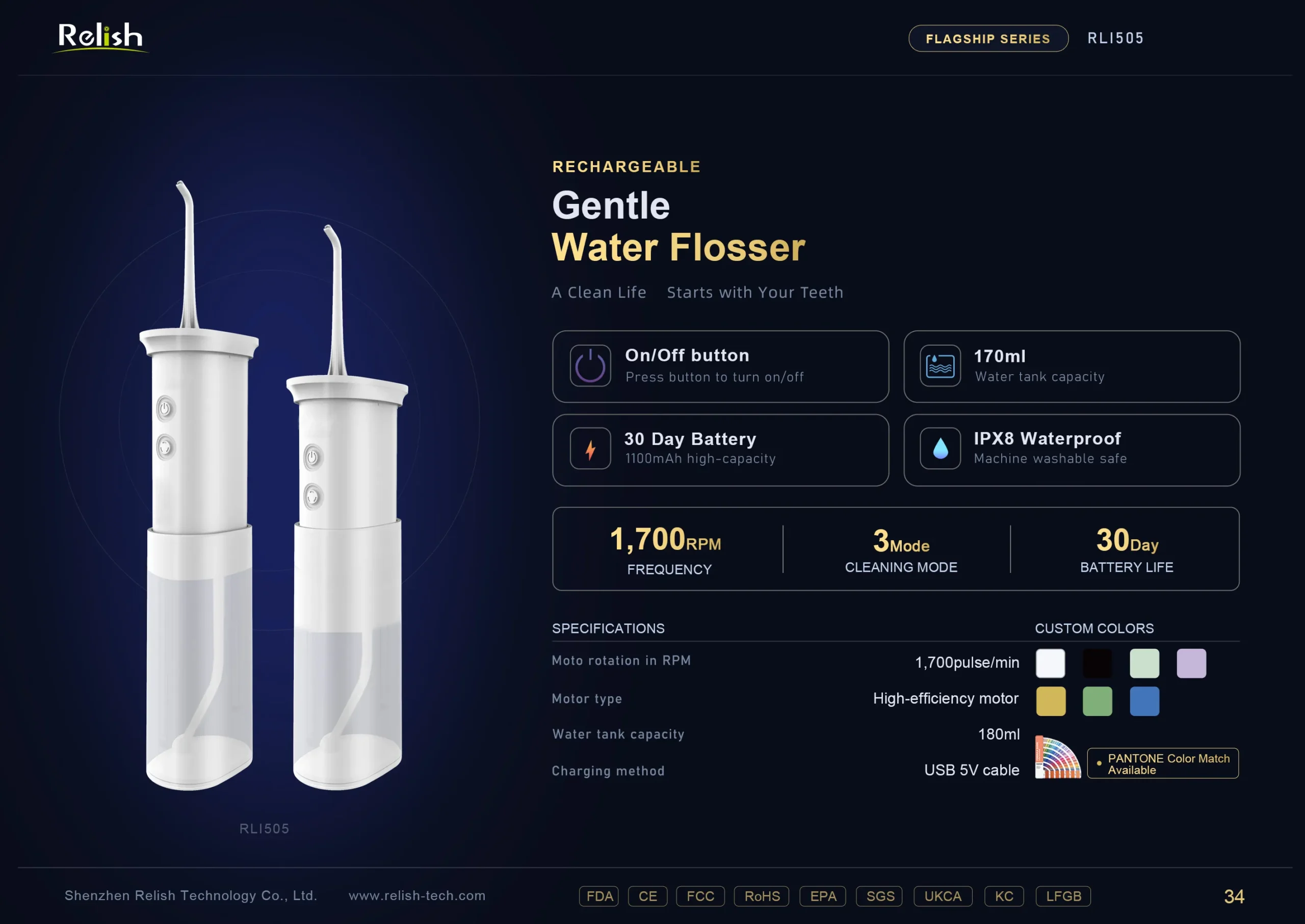 relish gentle water flosser white dual 180ml scaled