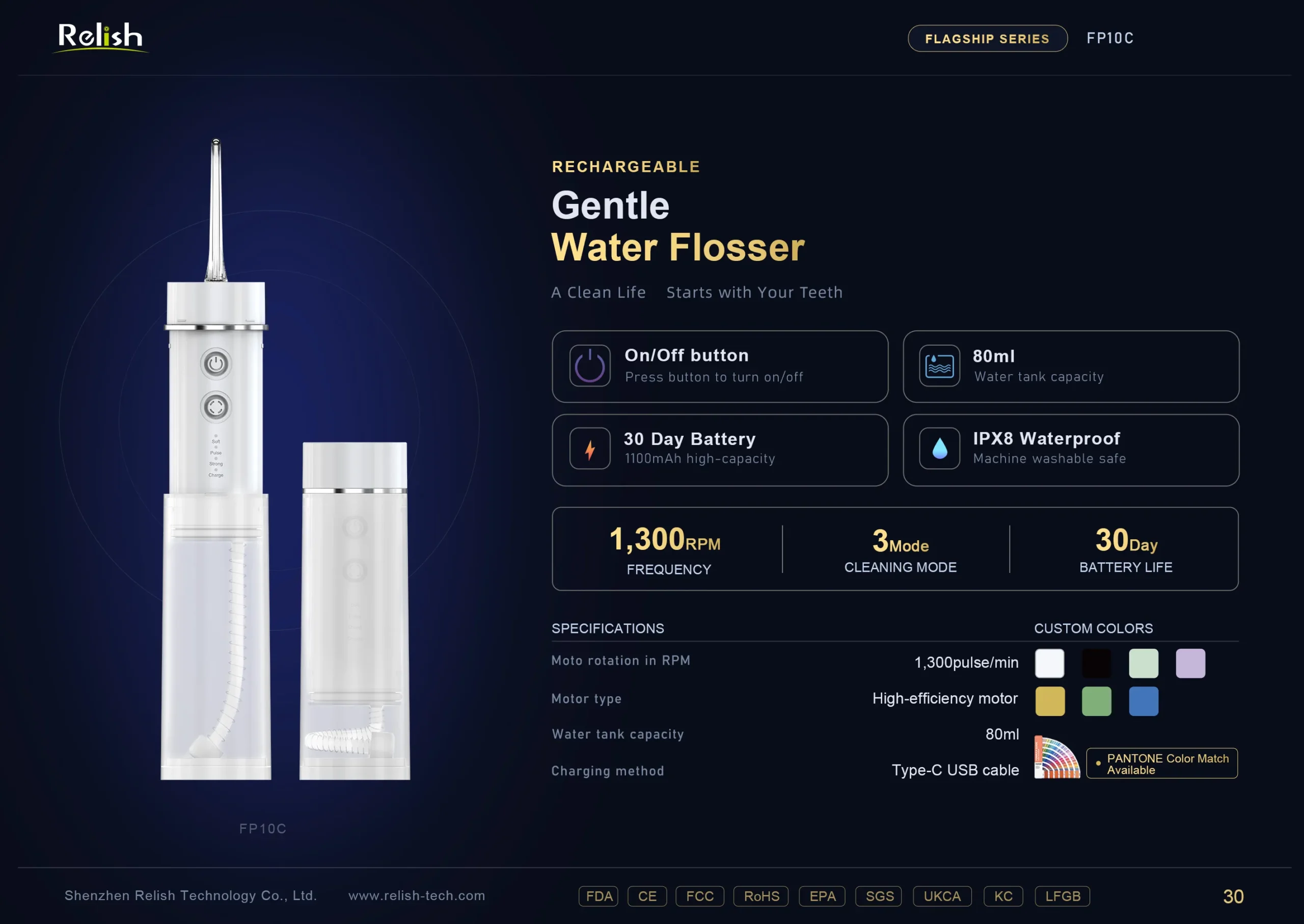 relish gentle water flosser white dual scaled