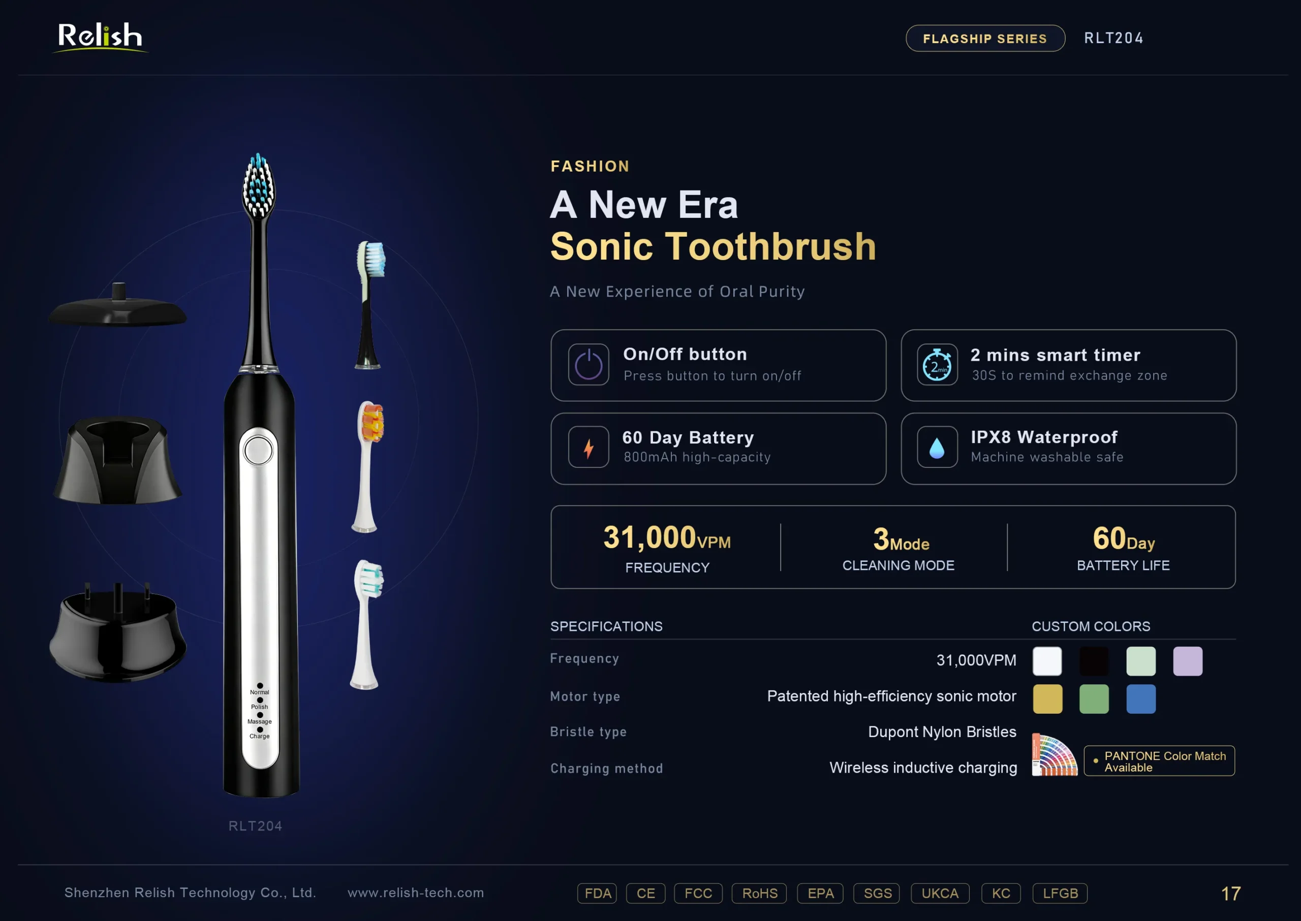 relish new era sonic toothbrush 3mode silver scaled