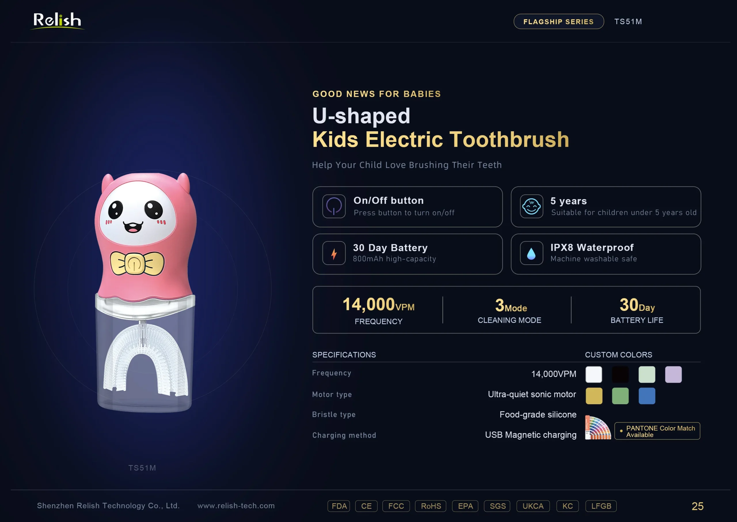 relish u shaped kids electric toothbrush scaled