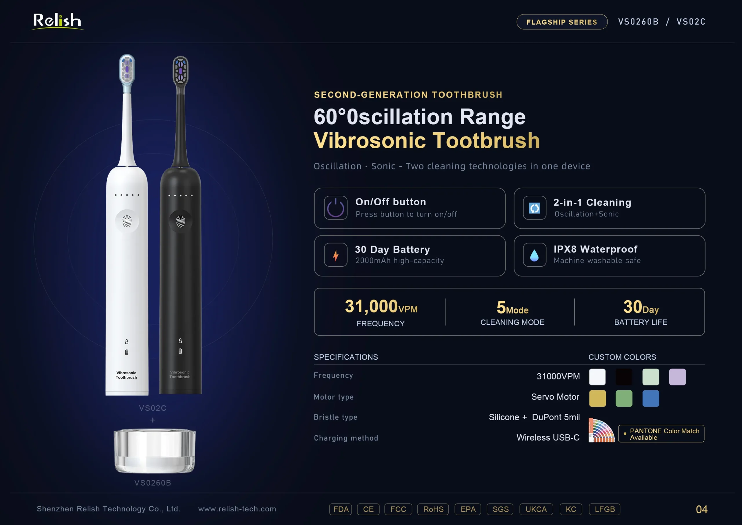 relish vibrosonic toothbrush gen2 white black scaled