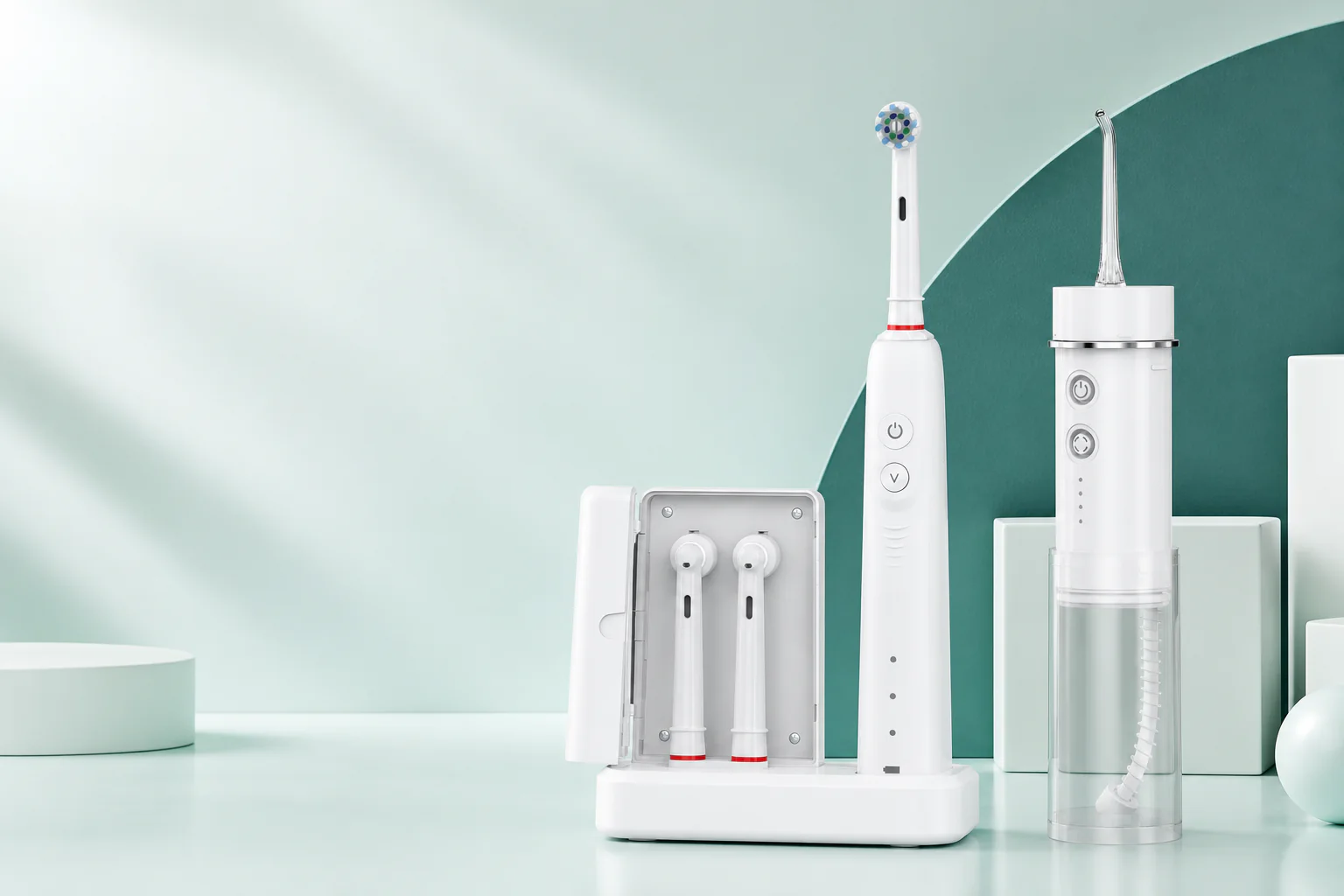 Private-label electric toothbrush and water flosser product range for oral care brands.