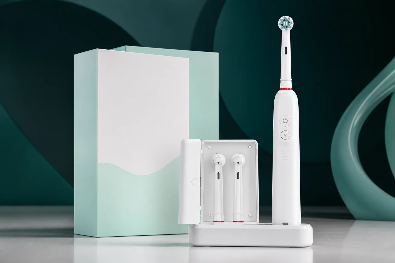 Private-label electric toothbrush presentation for oral care brand owners.