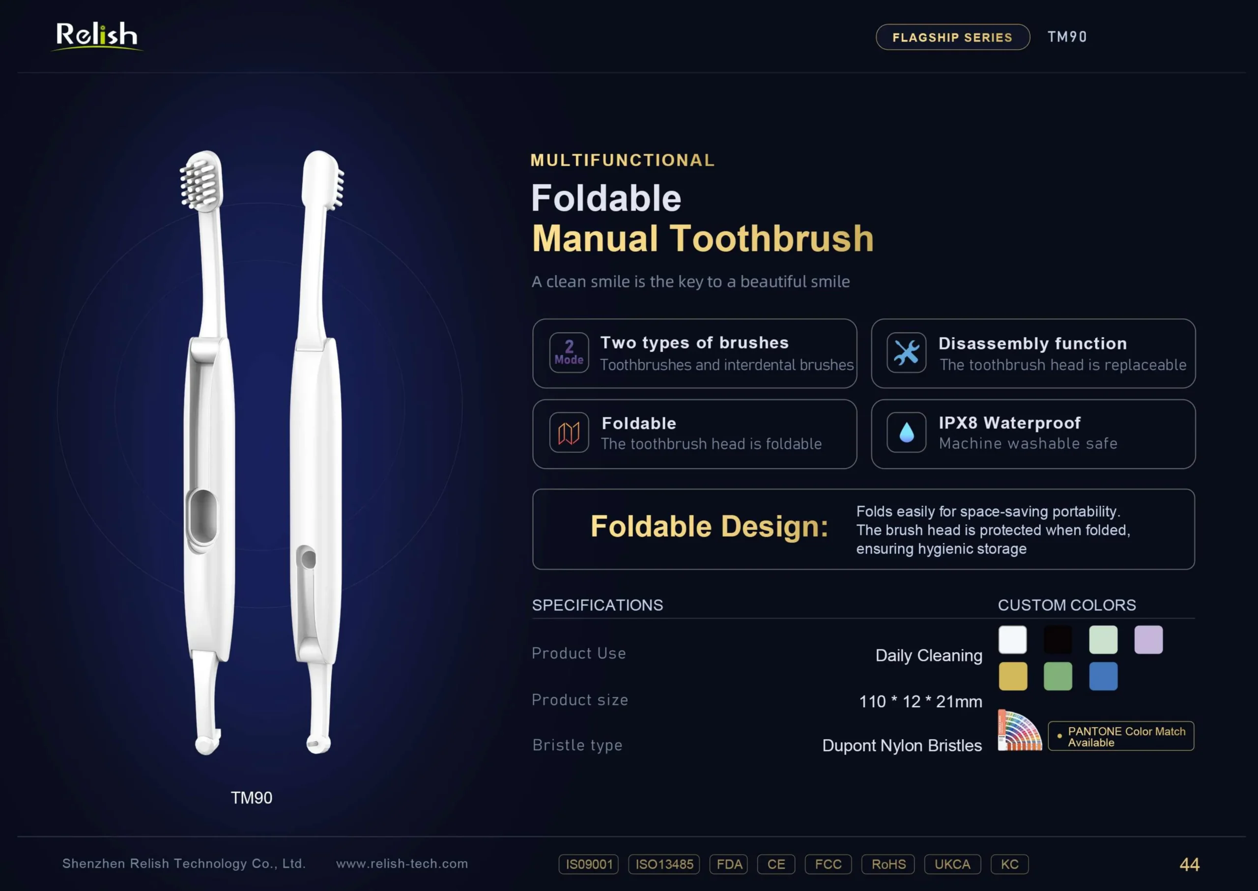 relish tm90 foldable manual toothbrush scaled