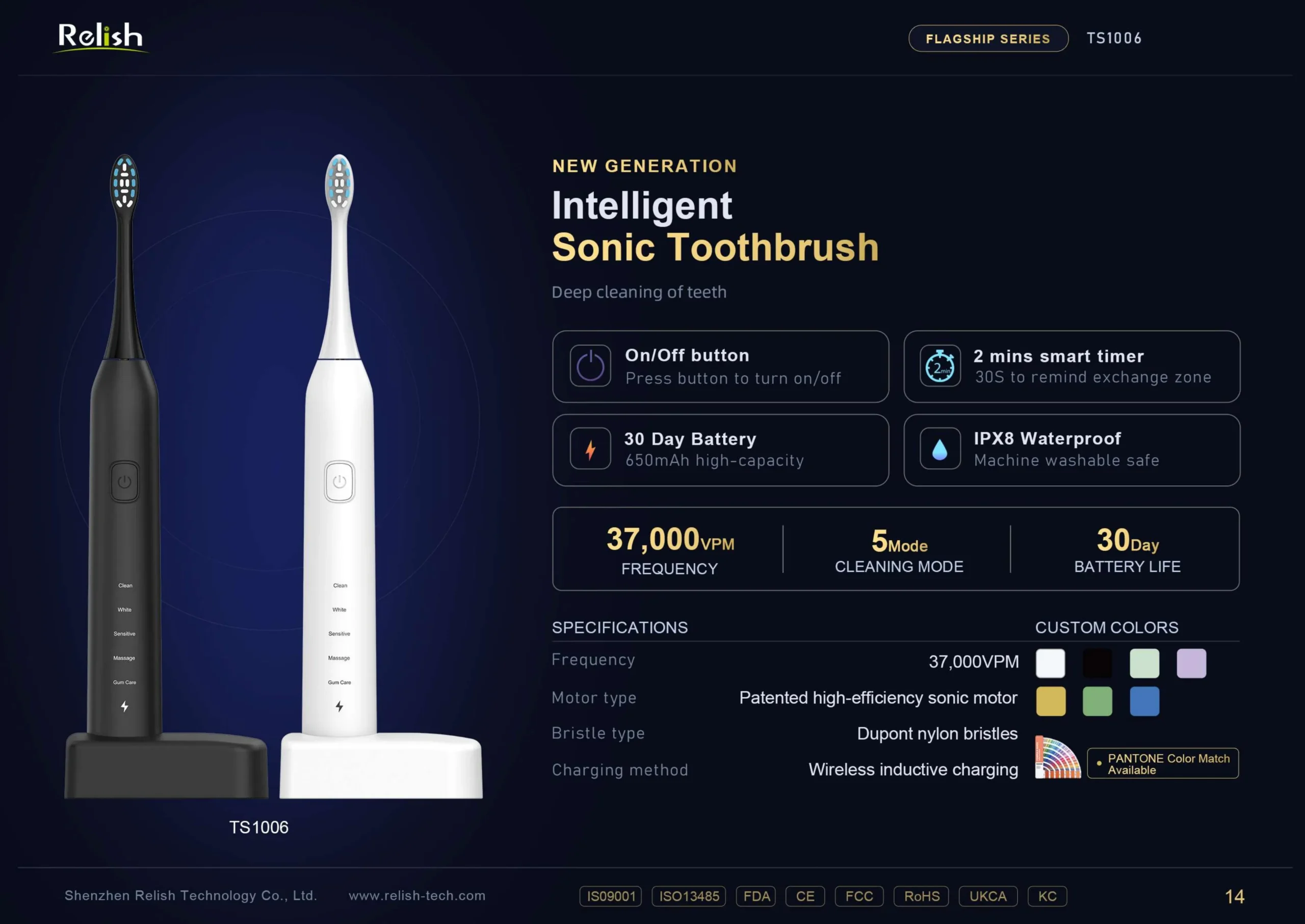 relish ts1006 intelligent sonic toothbrush scaled