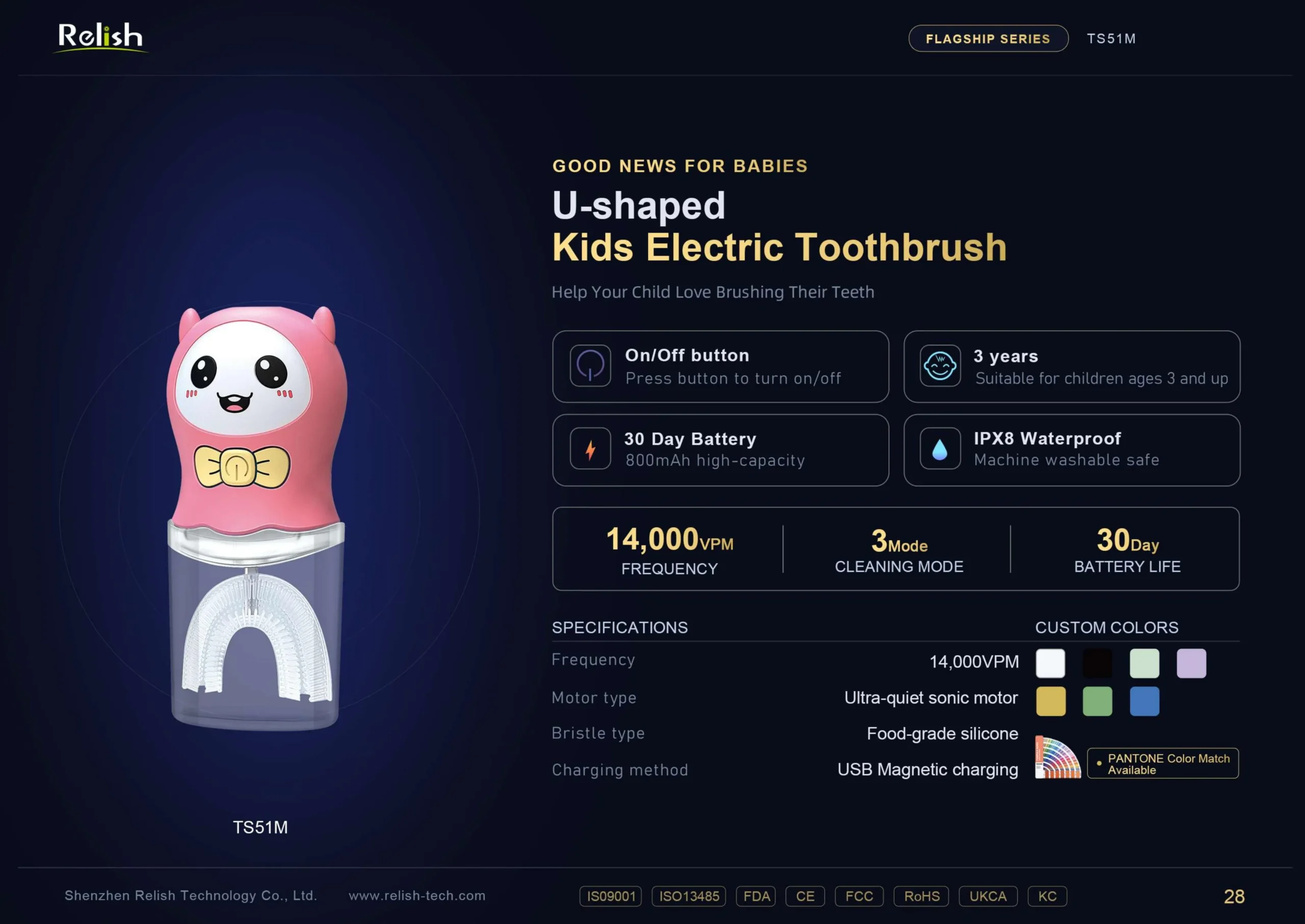relish ts51m u shaped kids electric toothbrush scaled