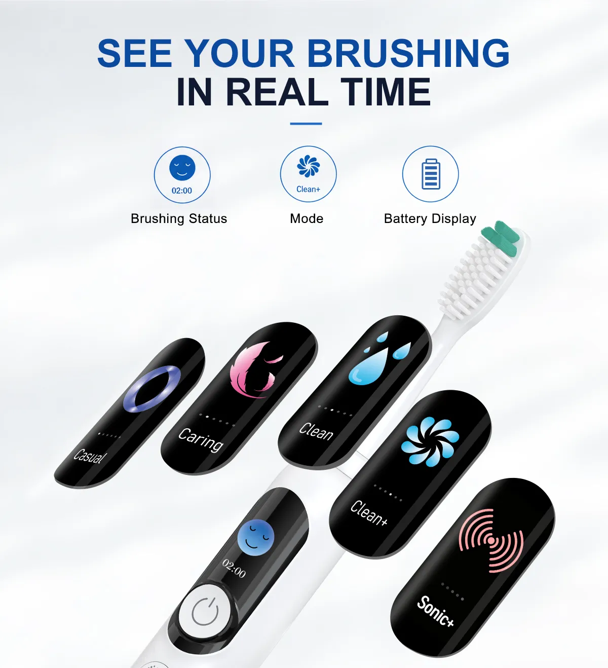 Relish VS0661C rotasonic toothbrush LCD display illustration
