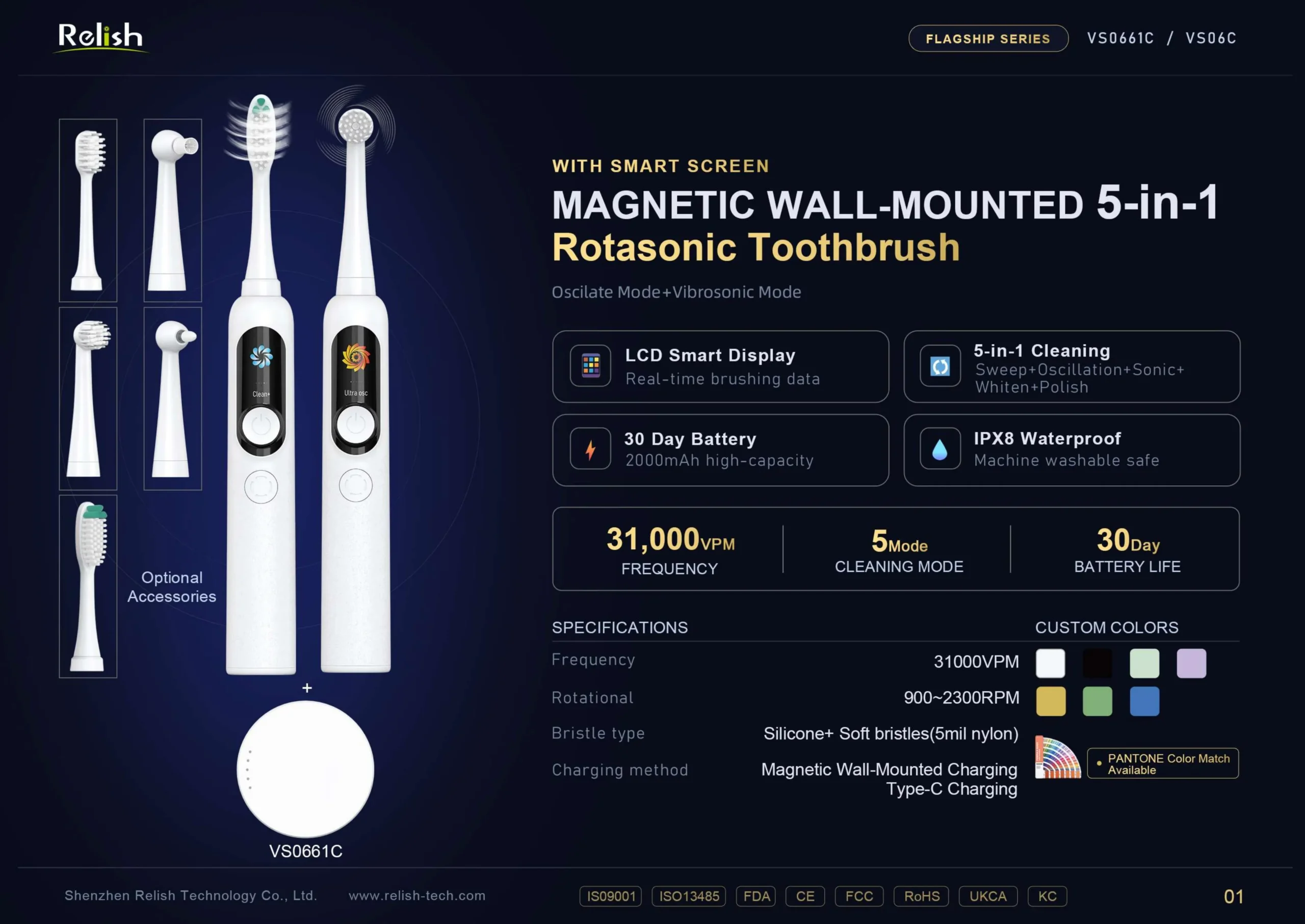 VS0661C / VS06C magnetic wall-mounted rotasonic electric toothbrush