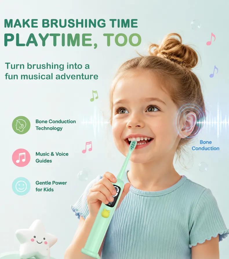 Girl using Relish VS09C kids toothbrush